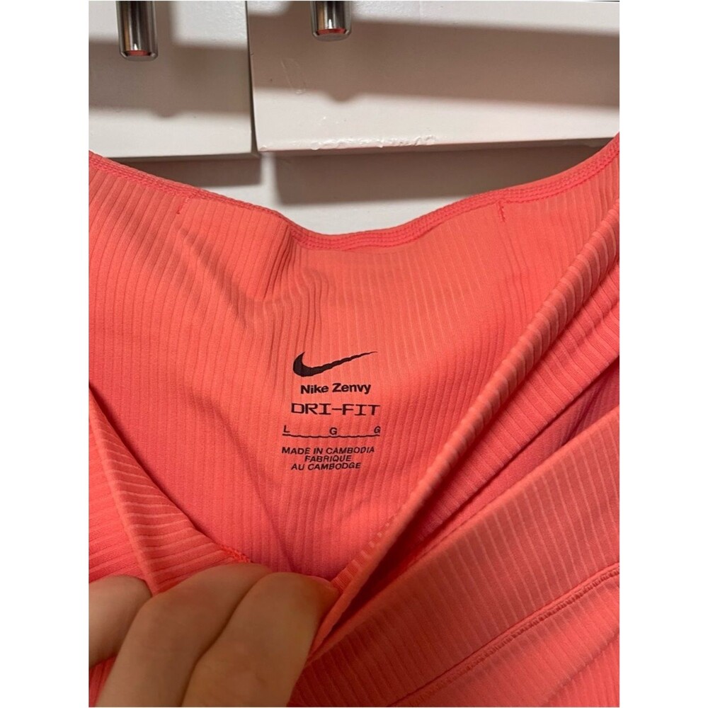 Nike Zenvy Rib Women's High-Waisted Full-Length Flared Leggings coral size L NWT - Picture 8 of 12